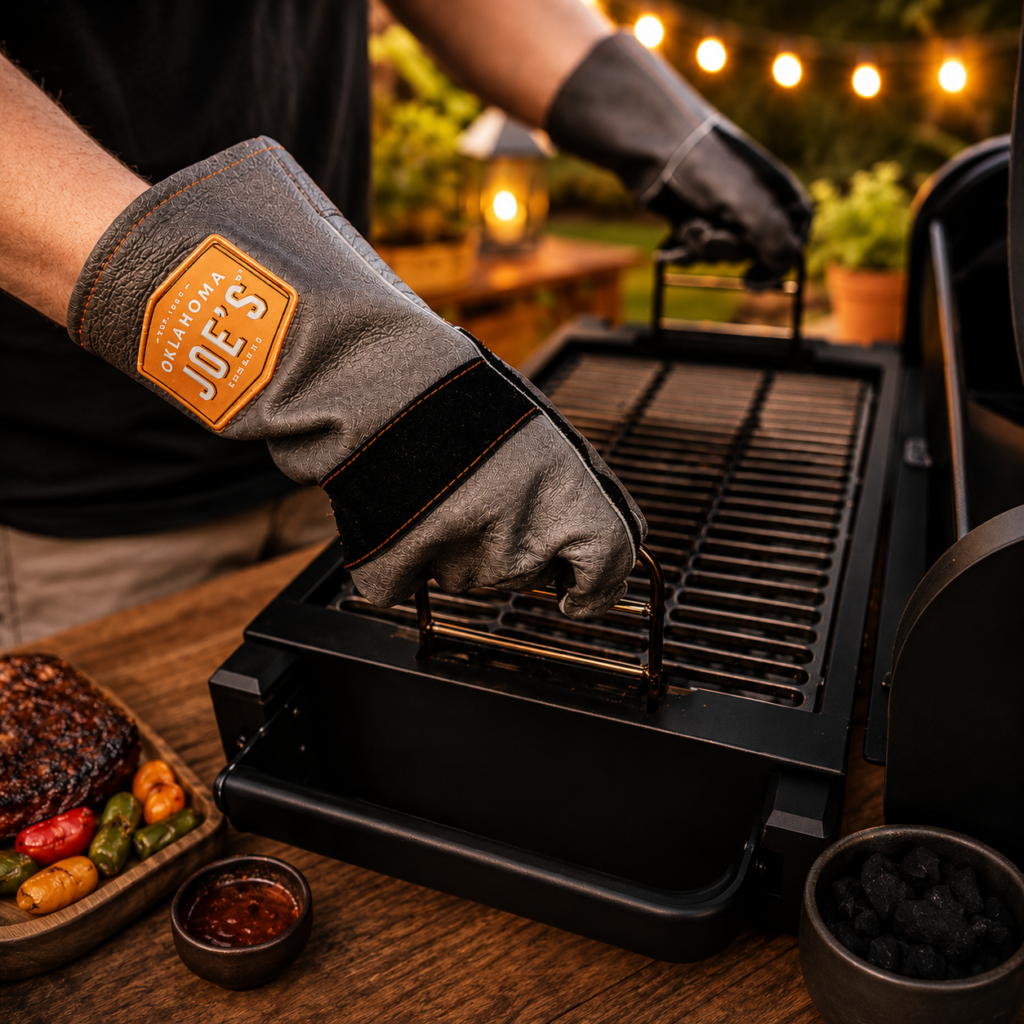 Temperature gauge and adjustable dampers on the Oklahoma Joe Highland Offset Smoker