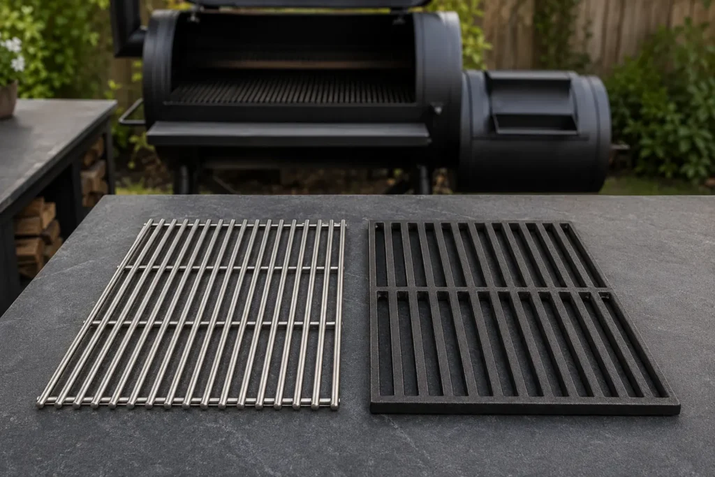 Comparison between heavy cast iron and stainless steel smoker grates
