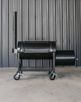Comparison view of a heavy duty traditional offset smoker and a budget offset smoker side by side.