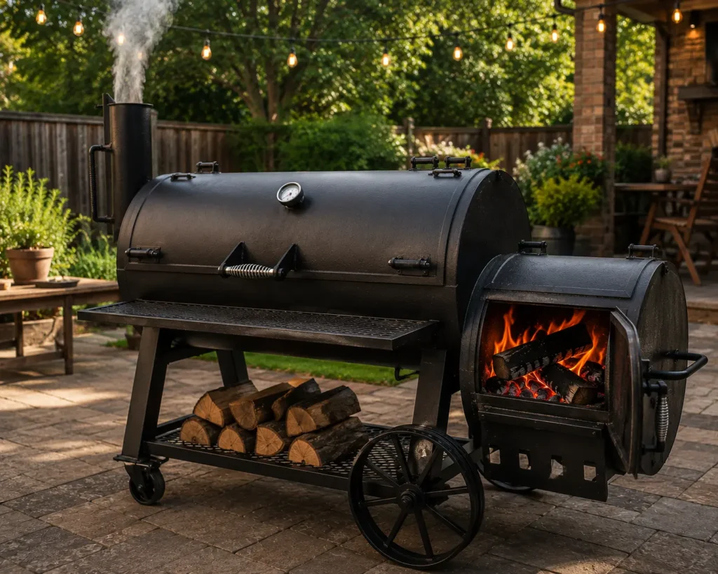 Horizon 16 Classic offset smoker model parked on a backyard lawn.