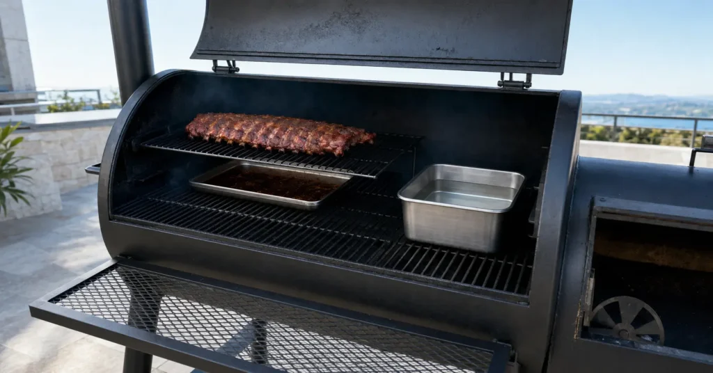 Offset smoker drip pan