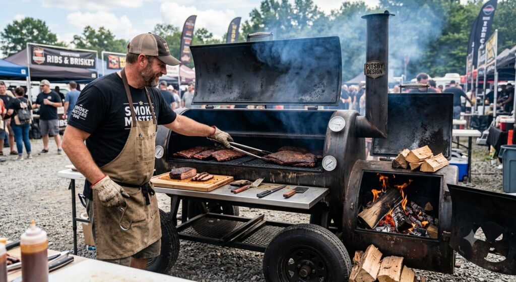 offset smokers with side firebox