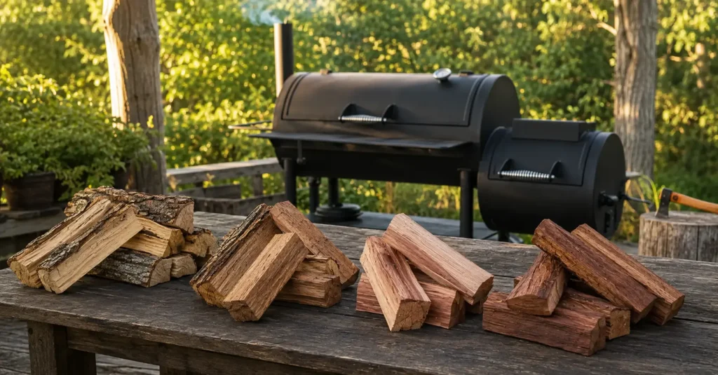 Best wood for offset smoker including seasoned oak, hickory and fruitwood splits