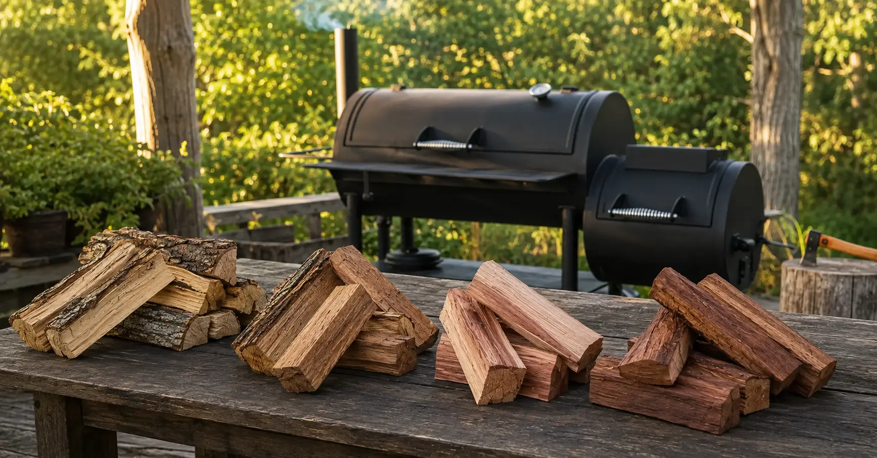 Best wood for offset smoker including seasoned oak, hickory and fruitwood splits