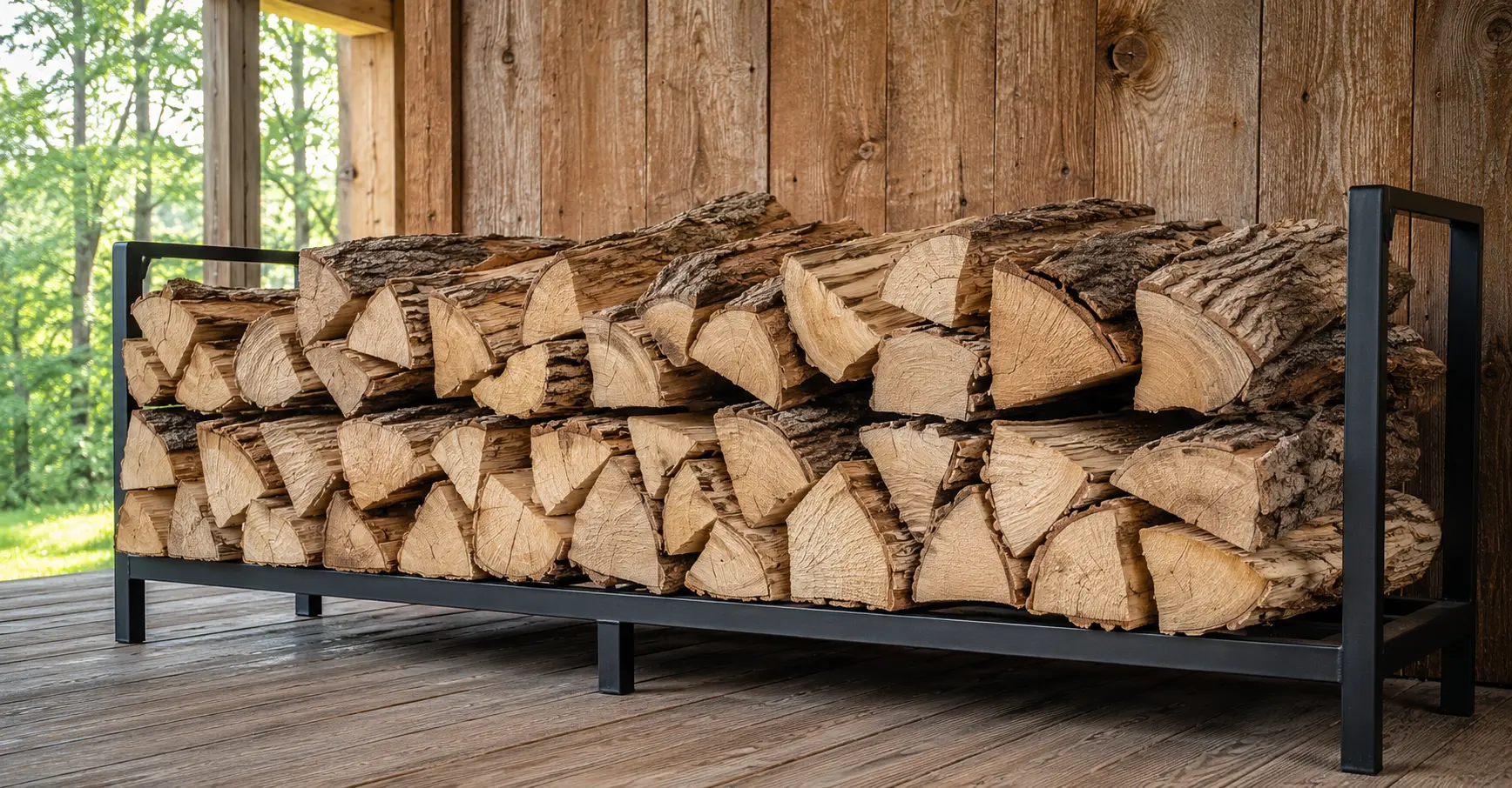 Seasoned hickory wood for offset smoker cooking