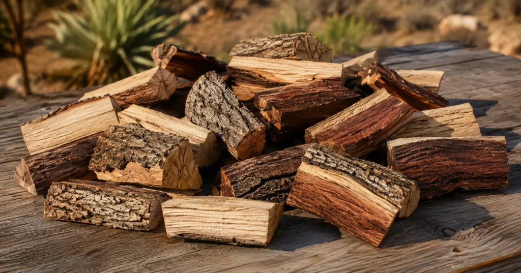 Blending mesquite wood with oak for balanced smoke flavor