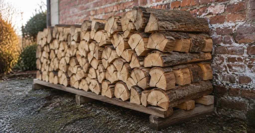 Seasoned oak wood for offset smoker cooking