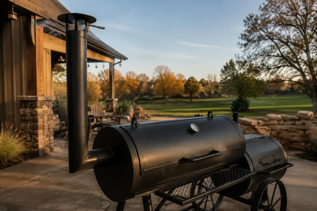 Chimney stack on an offset barbecue smoker