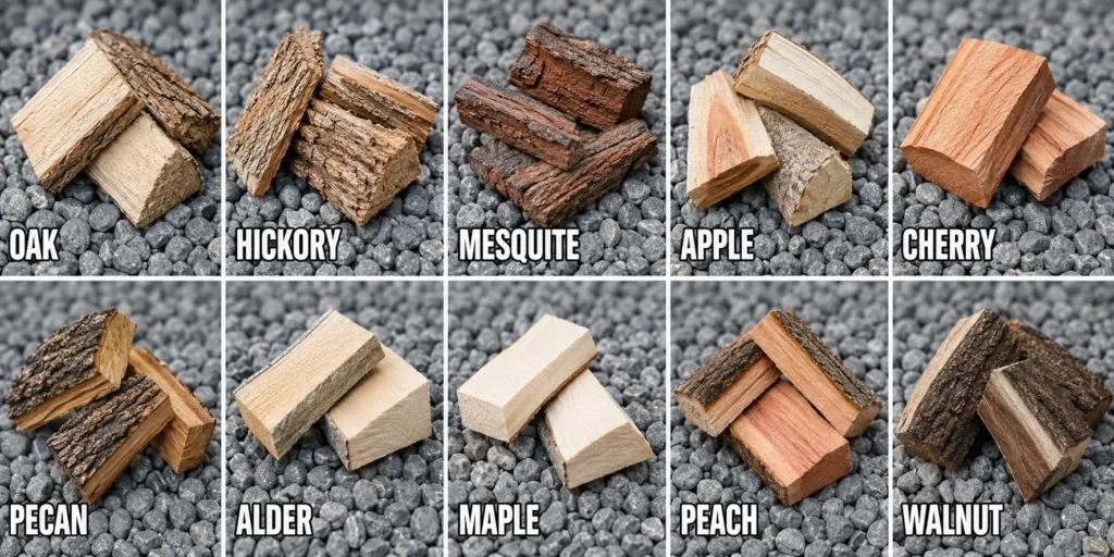 Oak, hickory, apple and cherry wood splits for offset smoker cooking