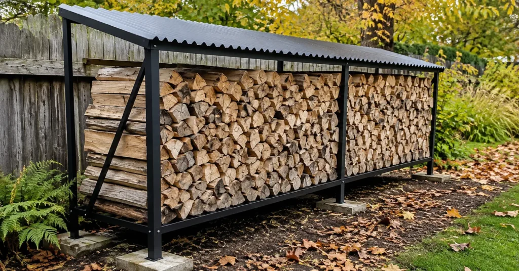 Seasoned mesquite wood splits stacked for smoking with mesquite wood