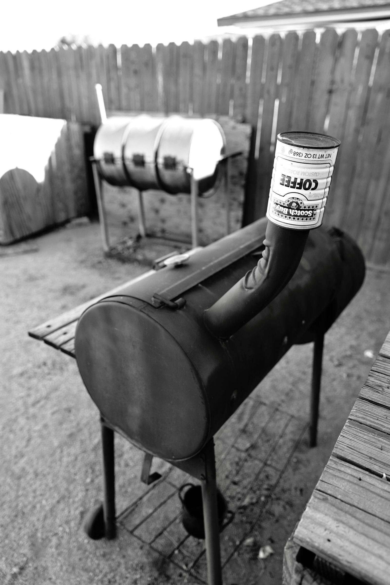 Pellet grill and smoker outdoors
